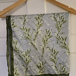 Anthropologie Green and Light Gray Floral Scarf